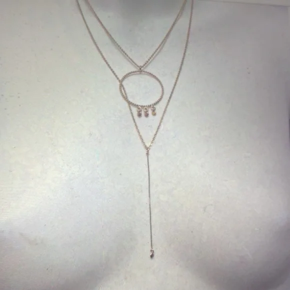 14k GP Levi double 2 necklace circle & Y - Picture 14 of 15